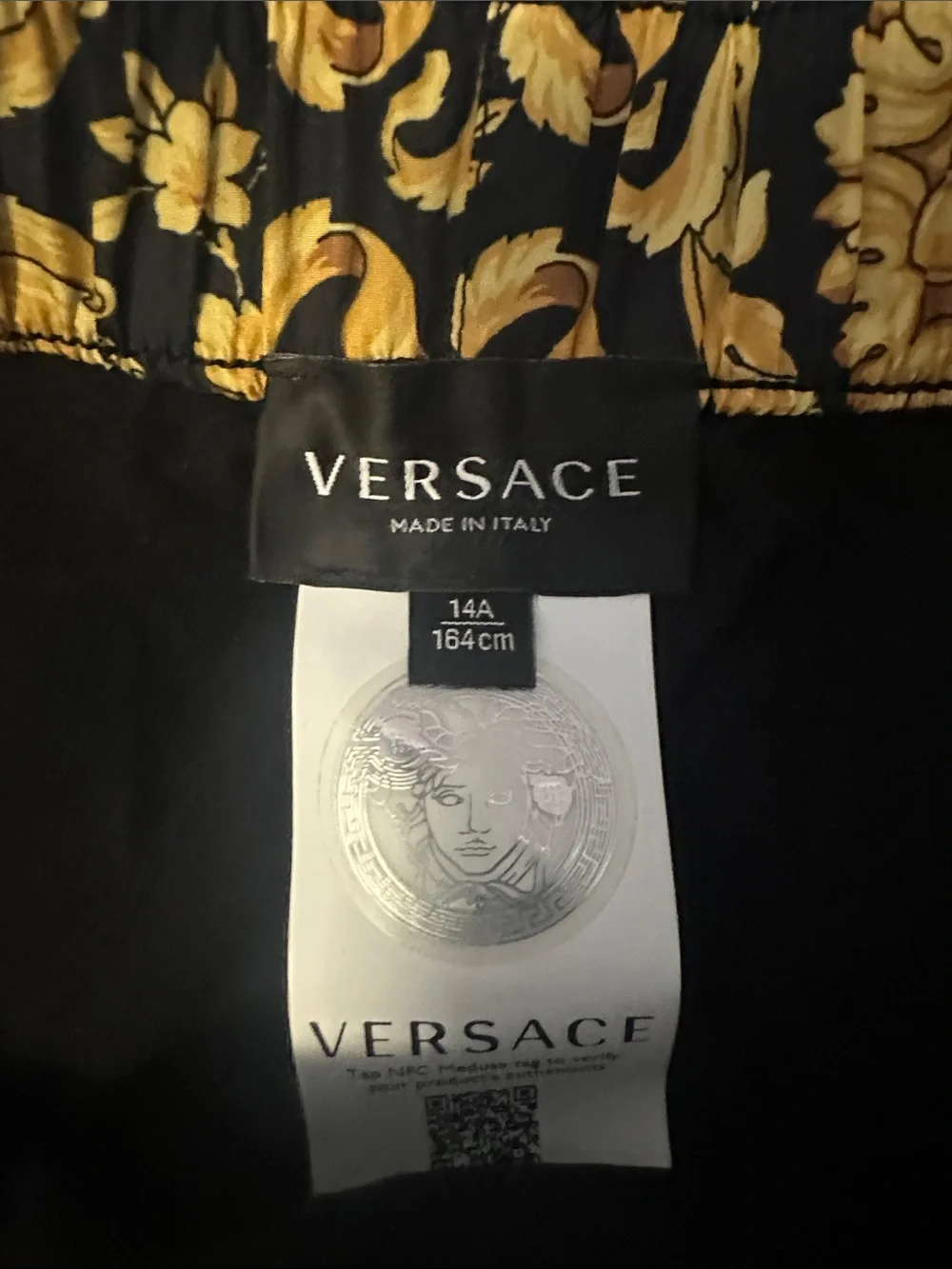 Versace Black & Gold Baroque Print Kids Shorts